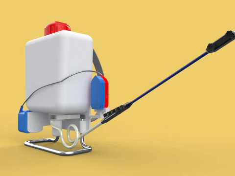 太陽電池 電気ナップザック噴霧器 タンク ポンプ モーター バッテリー 3Dモデル