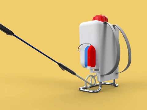 太陽電池 電気ナップザック噴霧器 タンク ポンプ モーター バッテリー 3Dモデル