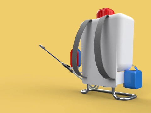 太陽電池 電気ナップザック噴霧器 タンク ポンプ モーター バッテリー 3Dモデル