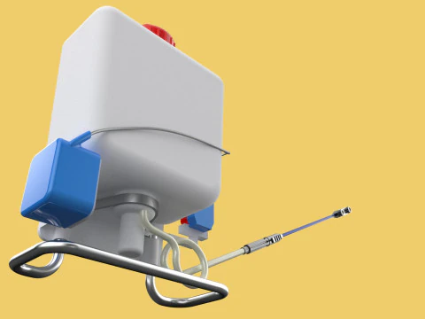 太陽電池 電気ナップザック噴霧器 タンク ポンプ モーター バッテリー 3Dモデル