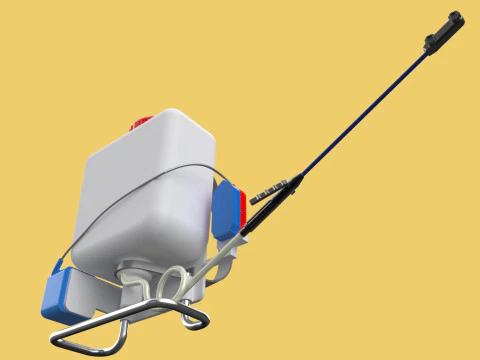 太陽電池 電気ナップザック噴霧器 タンク ポンプ モーター バッテリー 3Dモデル