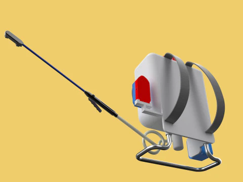 太陽電池 電気ナップザック噴霧器 タンク ポンプ モーター バッテリー 3Dモデル