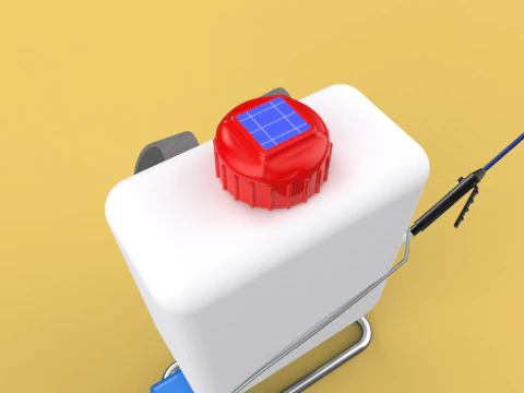 太陽電池 電気ナップザック噴霧器 タンク ポンプ モーター バッテリー 3Dモデル