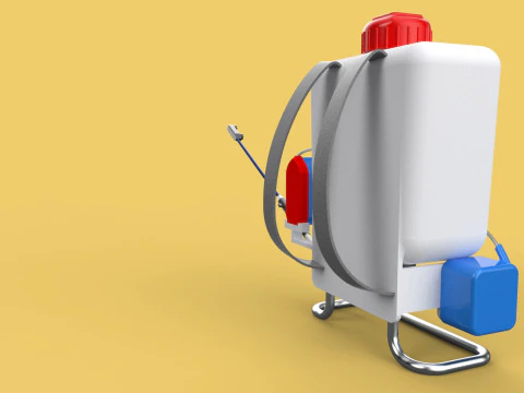 太陽電池 電気ナップザック噴霧器 タンク ポンプ モーター バッテリー 3Dモデル