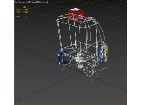太陽電池 電気ナップザック噴霧器 タンク ポンプ モーター バッテリー 3Dモデル