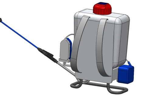 太陽電池 電気ナップザック噴霧器 タンク ポンプ モーター バッテリー 3Dモデル