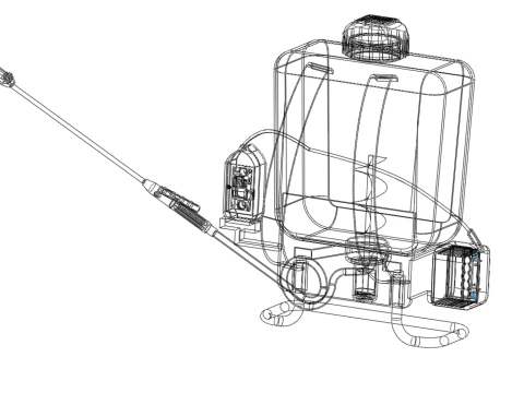 太陽電池 電気ナップザック噴霧器 タンク ポンプ モーター バッテリー 3Dモデル
