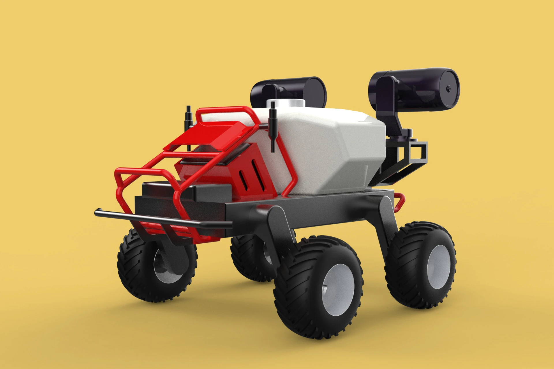 VEHICLE SPRAYER AUTONOMOUS UNMANNED ROBOT TRACTOR GROUND FIELD 3D Model .c4d .max .obj .3ds .fbx .stl .blend 
