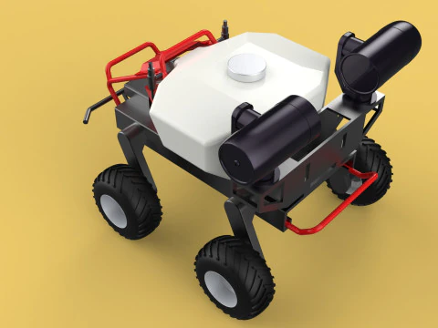 VEHICLE SPRAYER AUTONOMOUS UNMANNED ROBOT TRACTOR GROUND FIELD 3D Model