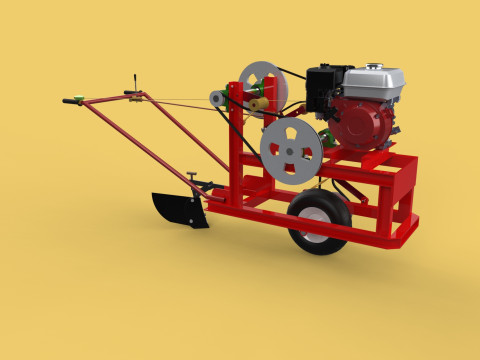HAND WALKING BEHIND TRACTOR MOLDBOARD PLOW PETROL ENGINE DIY 3D Model