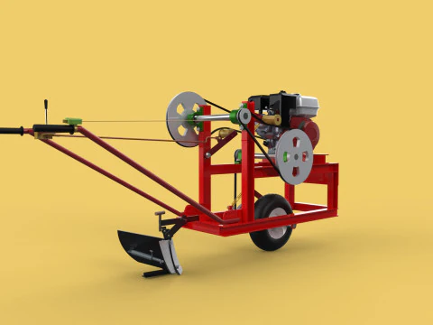 HAND WALKING BEHIND TRACTOR MOLDBOARD PLOW PETROL ENGINE DIY 3D Model