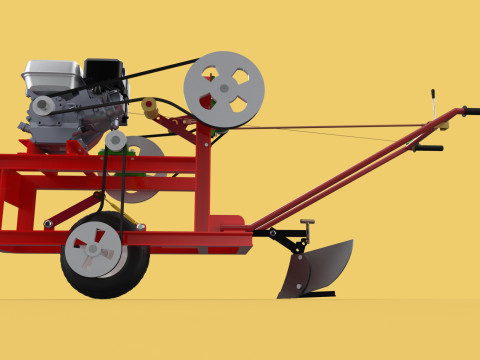 HAND WALKING BEHIND TRACTOR MOLDBOARD PLOW PETROL ENGINE DIY 3D-Modell