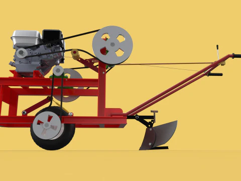 HAND WALKING BEHIND TRACTOR MOLDBOARD PLOW PETROL ENGINE DIY 3D Model