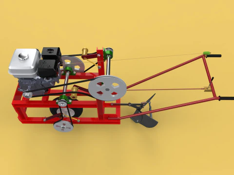 HAND WALKING BEHIND TRACTOR MOLDBOARD PLOW PETROL ENGINE DIY 3D Model