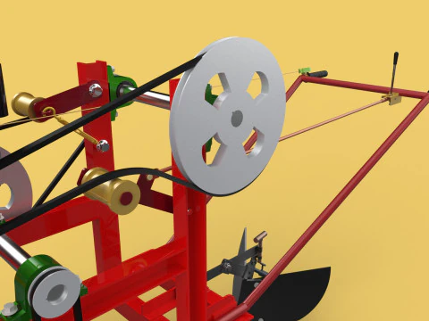 HAND WALKING BEHIND TRACTOR MOLDBOARD PLOW PETROL ENGINE DIY 3D Model