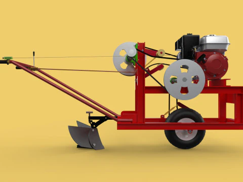 HAND WALKING BEHIND TRACTOR MOLDBOARD PLOW PETROL ENGINE DIY 3D Model