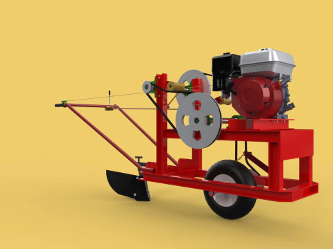 HAND WALKING BEHIND TRACTOR MOLDBOARD PLOW PETROL ENGINE DIY 3D Model