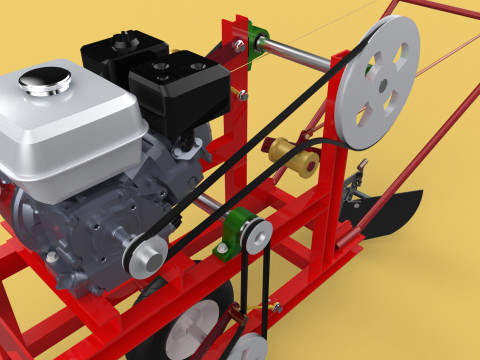 HAND WALKING BEHIND TRACTOR MOLDBOARD PLOW PETROL ENGINE DIY 3D-Modell