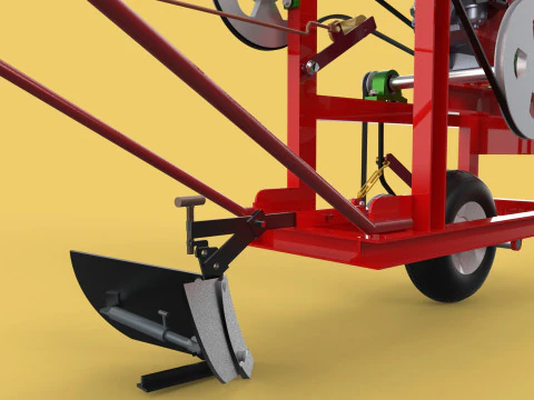 HAND WALKING BEHIND TRACTOR MOLDBOARD PLOW PETROL ENGINE DIY 3D Model
