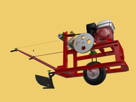 HAND WALKING BEHIND TRACTOR MOLDBOARD PLOW PETROL ENGINE DIY 3D-Modell