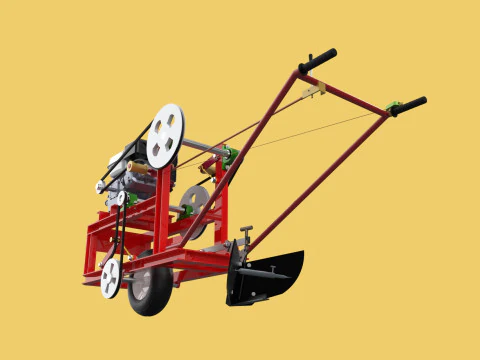 HAND WALKING BEHIND TRACTOR MOLDBOARD PLOW PETROL ENGINE DIY 3D Model