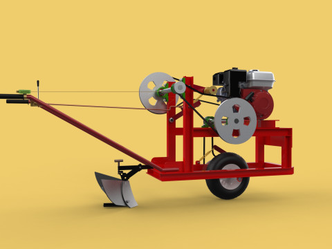 HAND WALKING BEHIND TRACTOR MOLDBOARD PLOW PETROL ENGINE DIY 3D-Modell