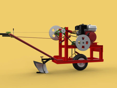 HAND WALKING BEHIND TRACTOR MOLDBOARD PLOW PETROL ENGINE DIY 3D Model