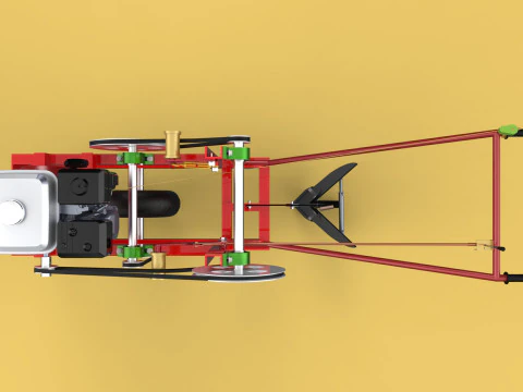 HAND WALKING BEHIND TRACTOR MOLDBOARD PLOW PETROL ENGINE DIY 3D Model
