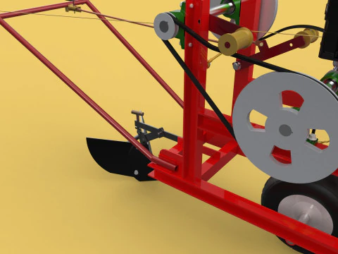 HAND WALKING BEHIND TRACTOR MOLDBOARD PLOW PETROL ENGINE DIY 3D Model