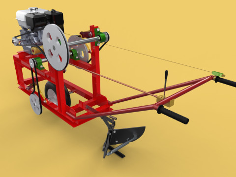 HAND WALKING BEHIND TRACTOR MOLDBOARD PLOW PETROL ENGINE DIY 3D-Modell
