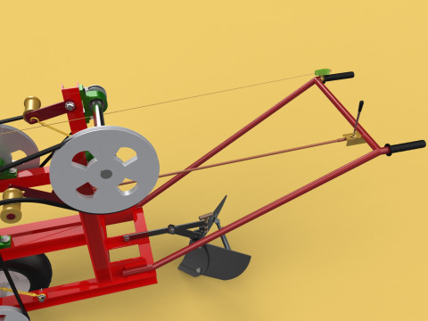 HAND WALKING BEHIND TRACTOR MOLDBOARD PLOW PETROL ENGINE DIY 3D-Modell