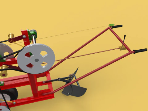 HAND WALKING BEHIND TRACTOR MOLDBOARD PLOW PETROL ENGINE DIY 3D Model