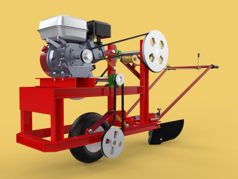 HAND WALKING BEHIND TRACTOR MOLDBOARD PLOW PETROL ENGINE DIY 3D-Modell
