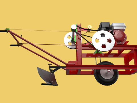HAND WALKING BEHIND TRACTOR MOLDBOARD PLOW PETROL ENGINE DIY 3D Model