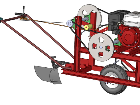 HAND WALKING BEHIND TRACTOR MOLDBOARD PLOW PETROL ENGINE DIY 3D Model