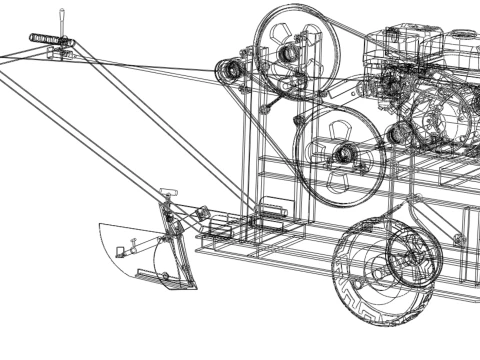 HAND WALKING BEHIND TRACTOR MOLDBOARD PLOW PETROL ENGINE DIY 3D Model