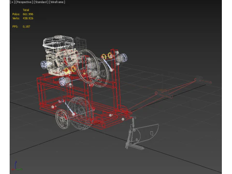 HAND WALKING BEHIND TRACTOR MOLDBOARD PLOW PETROL ENGINE DIY 3D Model