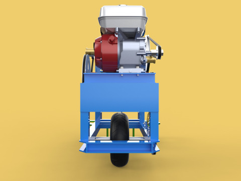 HAND WALKING BEHIND TRACTOR PLOW PETROL ENGINE CART DIY HOMEMADE 3D Модель