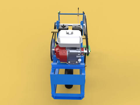HAND WALKING BEHIND TRACTOR PLOW PETROL ENGINE CART DIY HOMEMADE 3D Модель