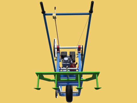 HAND WALKING BEHIND TRACTOR PLOW PETROL ENGINE CART DIY HOMEMADE 3D Модель