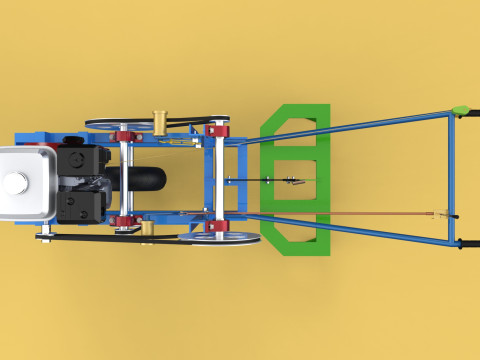 HAND WALKING BEHIND TRACTOR PLOW PETROL ENGINE CART DIY HOMEMADE 3D Модель