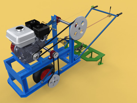 HAND WALKING BEHIND TRACTOR PLOW PETROL ENGINE CART DIY HOMEMADE 3D Модель