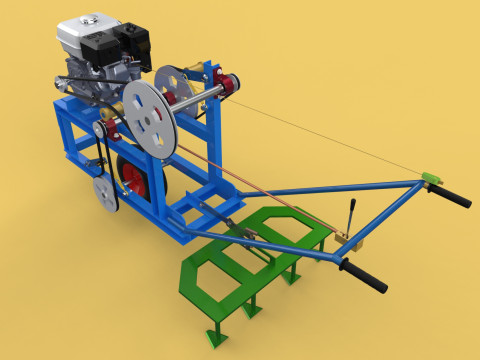 HAND WALKING BEHIND TRACTOR PLOW PETROL ENGINE CART DIY HOMEMADE 3D Модель