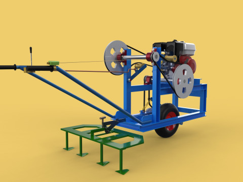 HAND WALKING BEHIND TRACTOR PLOW PETROL ENGINE CART DIY HOMEMADE 3D Модель