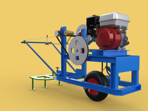 HAND WALKING BEHIND TRACTOR PLOW PETROL ENGINE CART DIY HOMEMADE 3D Модель