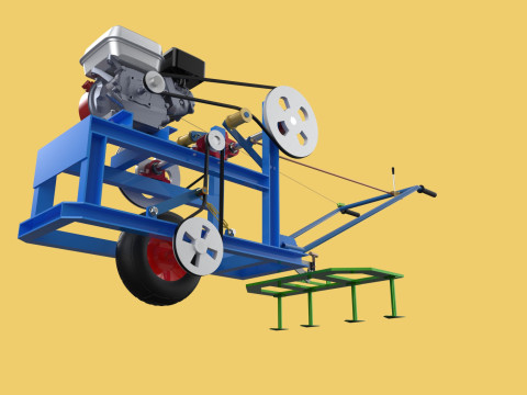 HAND WALKING BEHIND TRACTOR PLOW PETROL ENGINE CART DIY HOMEMADE 3D Модель