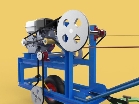 HAND WALKING BEHIND TRACTOR PLOW PETROL ENGINE CART DIY HOMEMADE 3D Модель