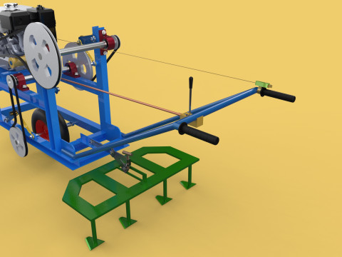 HAND WALKING BEHIND TRACTOR PLOW PETROL ENGINE CART DIY HOMEMADE 3D Модель