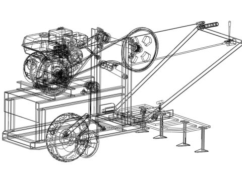 HAND WALKING BEHIND TRACTOR PLOW PETROL ENGINE CART DIY HOMEMADE 3D Модель