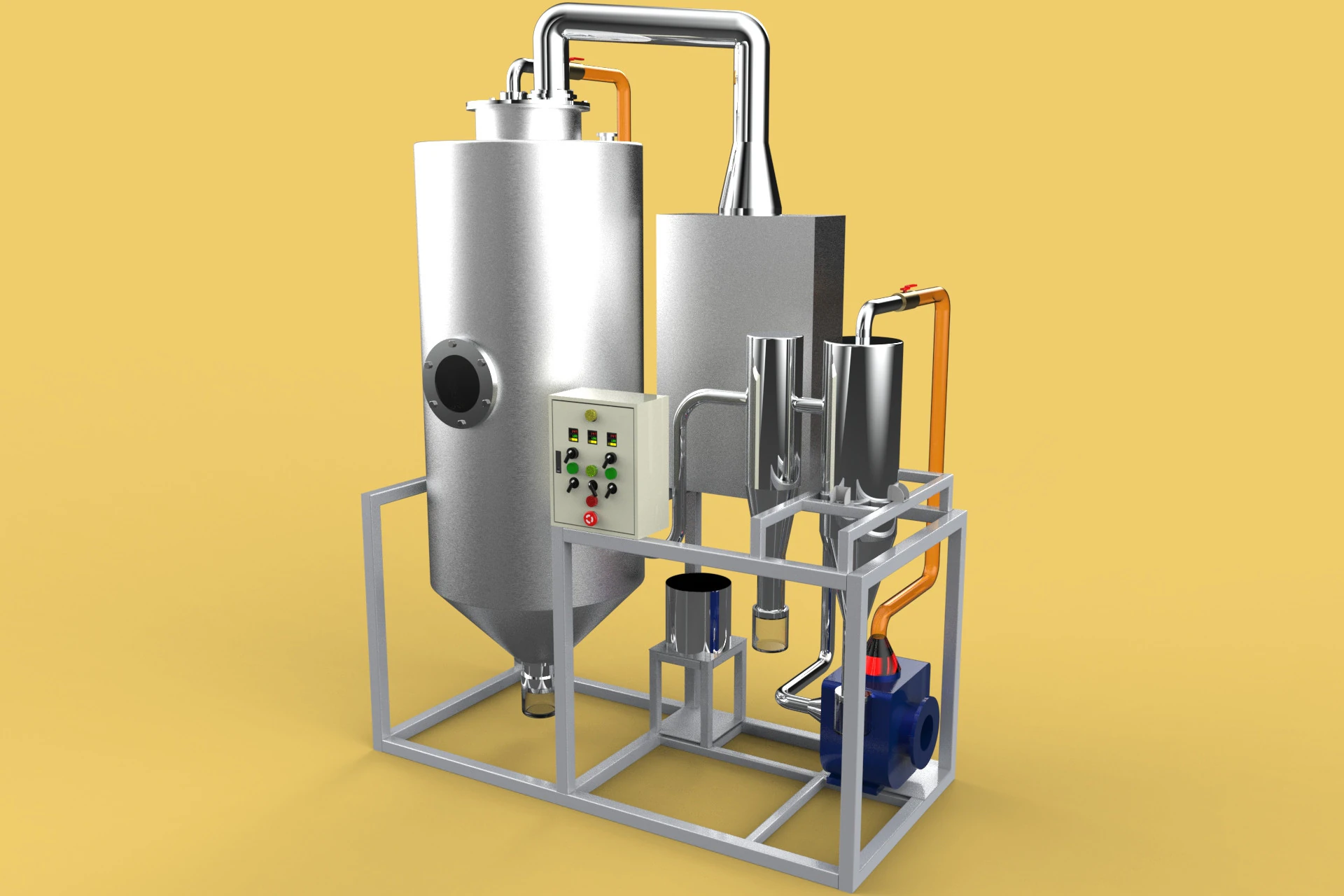 CENTRIFUGAL SPRAY DRYER MACHINE SPRAYING DRYING POWDER GRANULE 3D Model .c4d .max .obj .3ds .fbx .stl .blend 
